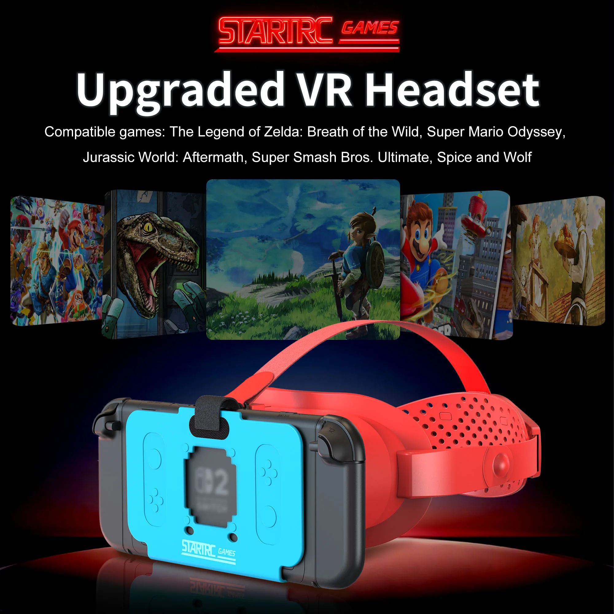 

Очки виртуальной реальности VR для Switch 2 с регулируемыми HD-линзами и удобным ремешком на голову, VR-гарнитура, совместимая с Switch 2