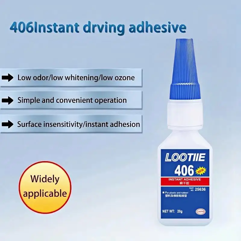 406 Multi-Purpose Super Glue for Plastic Wood Shoe Mirror Window ABS Repair, Instant Strong Bonding Quick Dry 10s Fix 20g