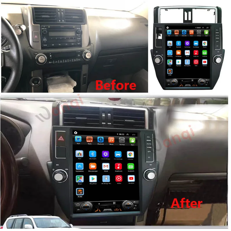 12.1 Inch Android Car Navigation for Toyota Prado LC150 2010‑2013, Wireless CarPlay & Android Auto, vertical screen