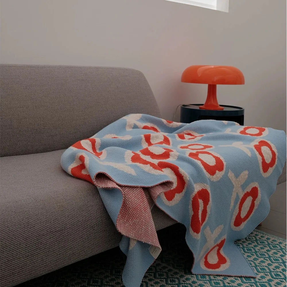 

Sunflower pattern blanket in vintage style, all cotton for afternoon nap, children and adults' shawl, sofa blanket, bed cover, h