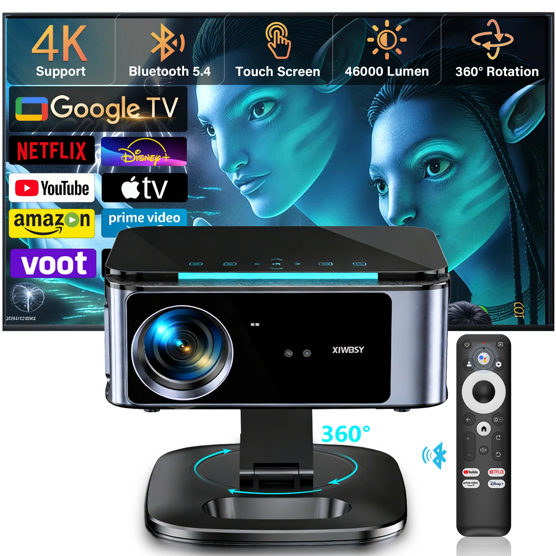 XIWBSY 4K Android TV Projector 46000 Lumen Videoprojector Officiële Google TV Dagprojector TOF Laser Focus Home Theater
