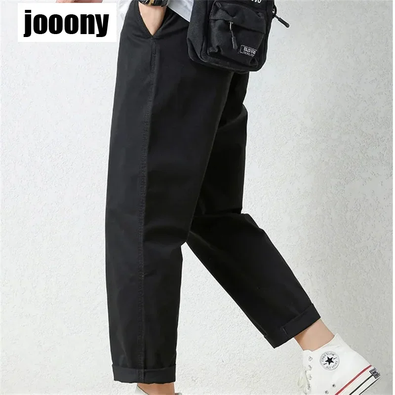 새로운 2023 여름 남성 헐렁한 캐주얼 스트레이트 바지 느슨한 한국 패션 클래식 Simpicity 바지 Pleated Tapered 남성 바지