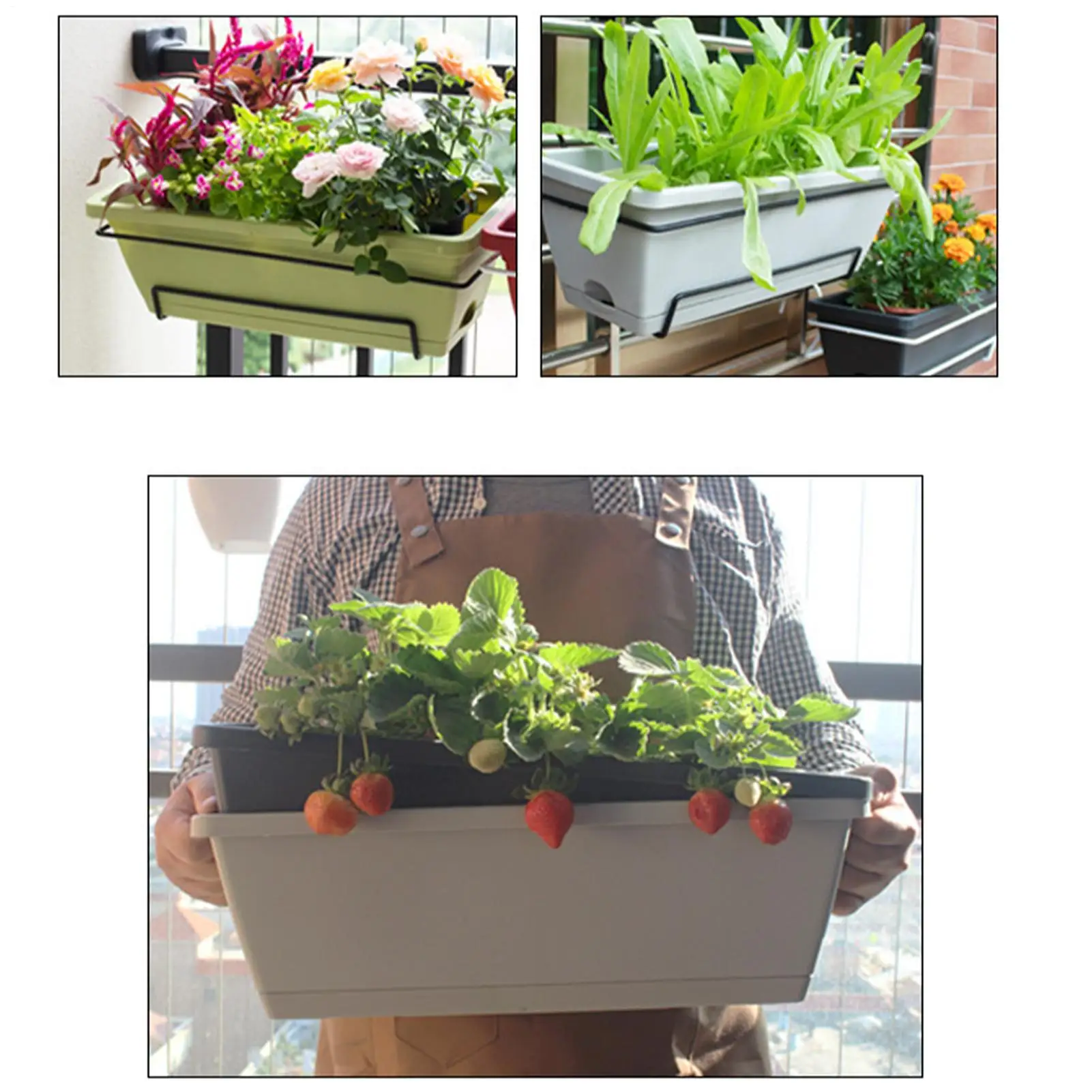 Railing Flower Box Bracket Recessed Window Sill Flower Box Hanger Non Drilling Fence Flower Box Bracket Metal Flower Pot Rack