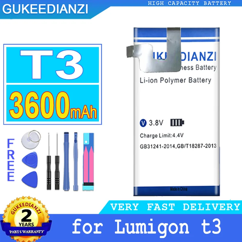 

3600mAh GUKEEDIANZI Battery T3 3600mAh for Lumigon t3 Big Power Bateria