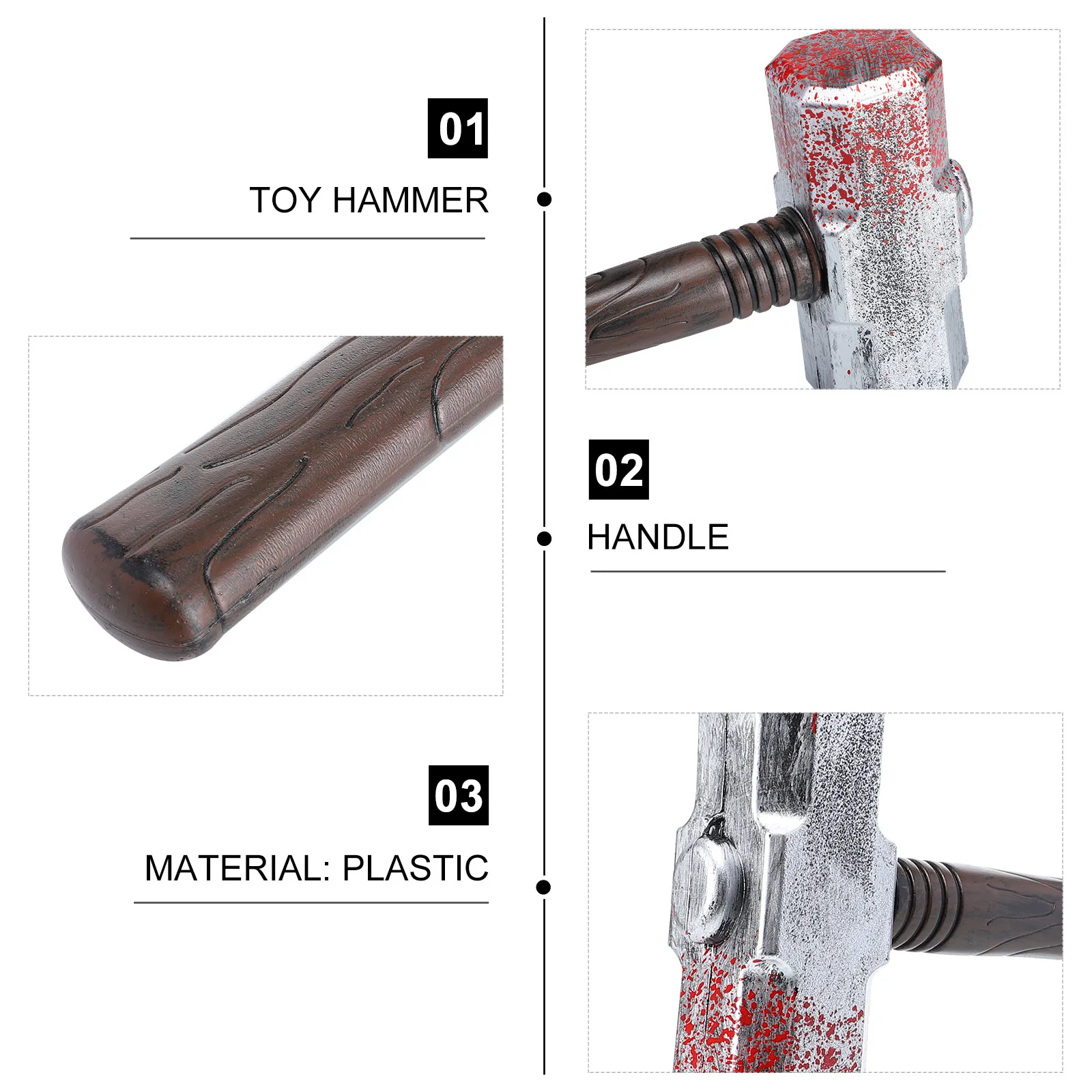 Realistic Non-Toxic Hammer Prop for Halloween Costume, Cosplay, Party Decor & Prank Trick Simulation
