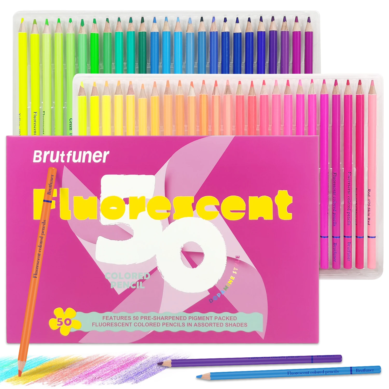 6/24/50 Stück Neon-Buntstifte für Malbücher für Erwachsene, fluoreszierende farbige professionelle Zeichenstifte-Set, Künstlerbedarf-Set