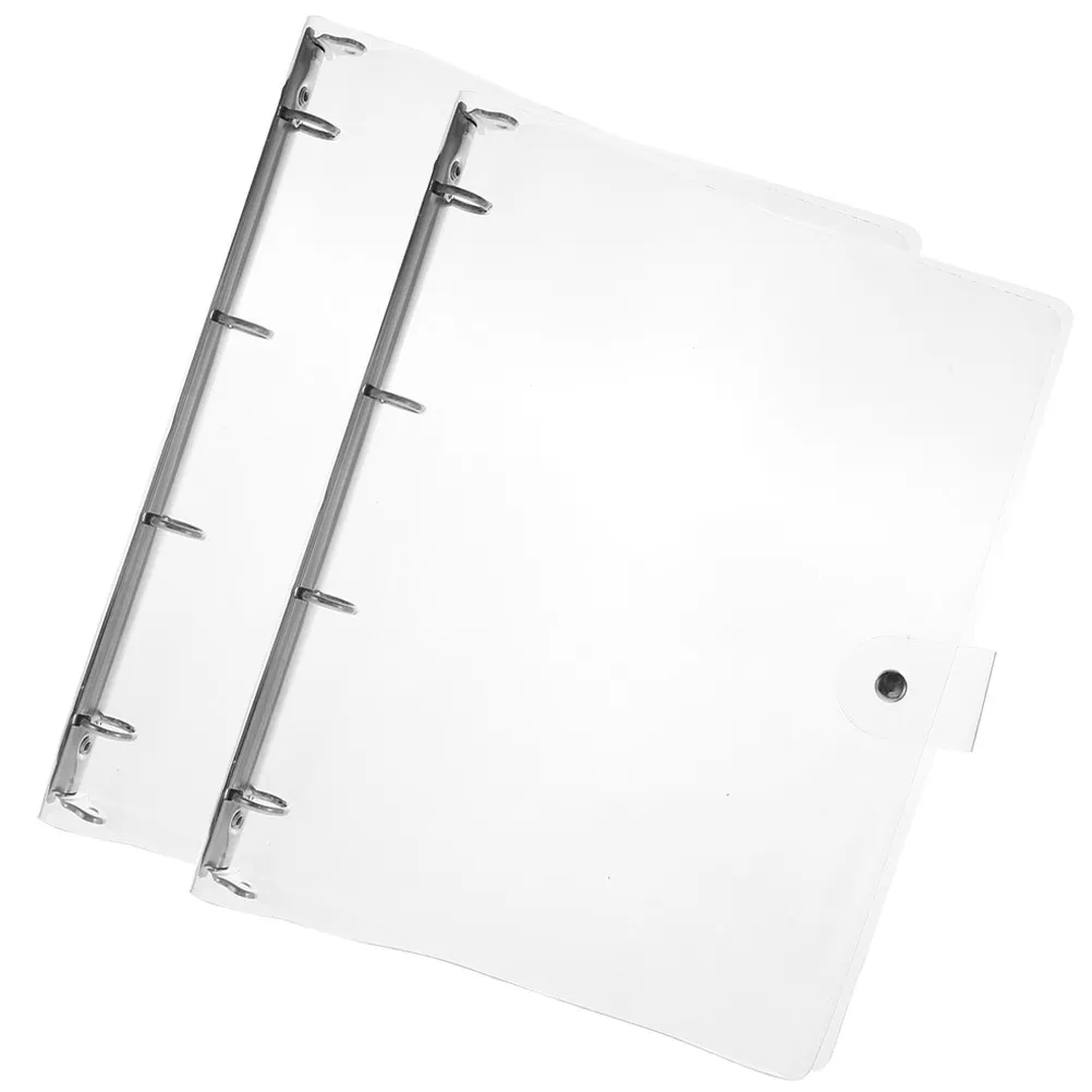 

2pcs A4 Size Transparent Binders Pvc Plastic Notebook Covers For School Office Loose-Leaf Ring Notepad Case Planner Shell