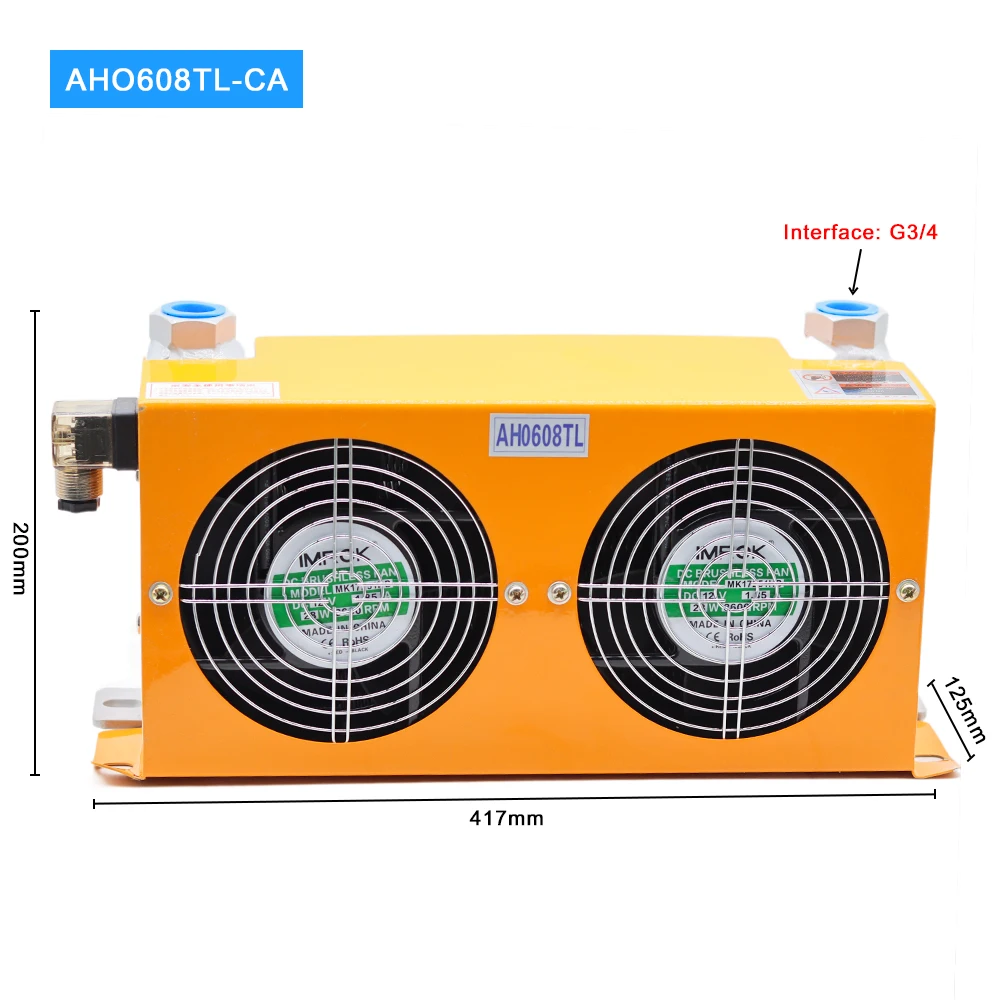 AH0608TL-CA Hydraulic Air Cooler Air Cooled Oil Radiator AF Series Plate-Fin Hydraulic Aluminum Oil Coolers 60L/MIN