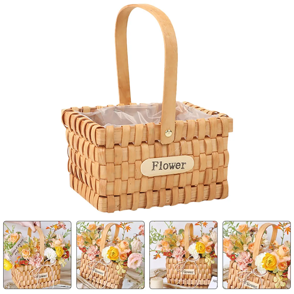 

Mini Wooden Flower Basket Woven Baskets Container Arrangement Khaki for Festival