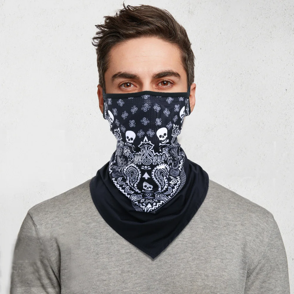 3D Headband Skull Neck Gaiter Tube Scarves Hanging Ear Cover Scarf Breathable Windproof Sun Face Mask Quick Dry Bandana Headwear