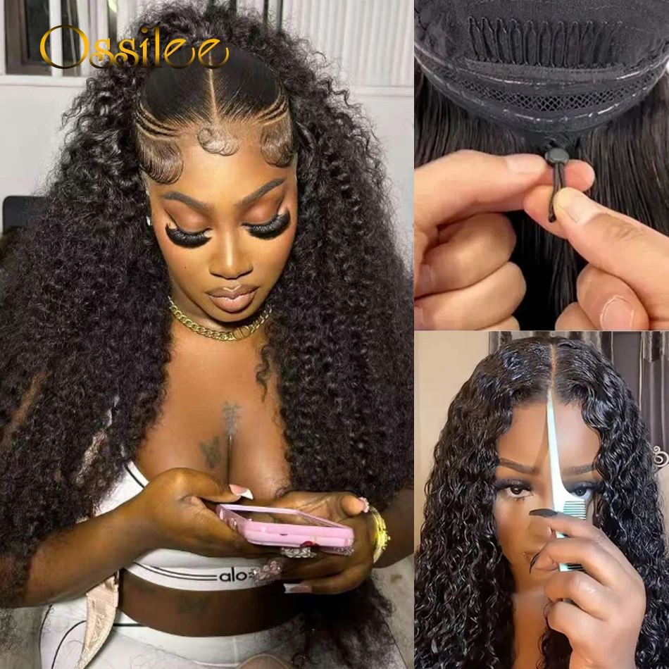 

Pull Go Glueless Wigs Human Hair Deep Wave 13x6 HD Lace Frontal Wigs Glueless Curly Human Hair Wigs with Elastic Drawstring