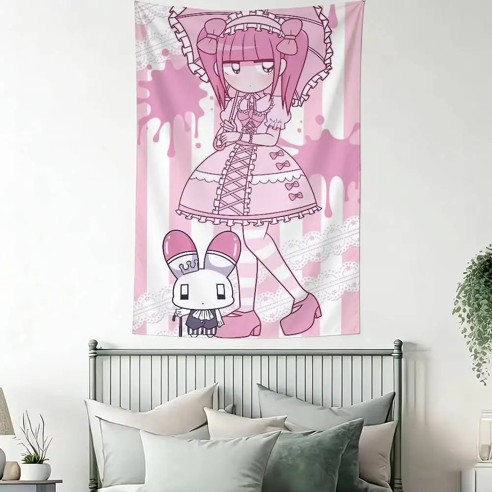 Cute M-Menhera chan Flags Wall Hanging Background Art Banner for Bedroom Home Outdoor Decor