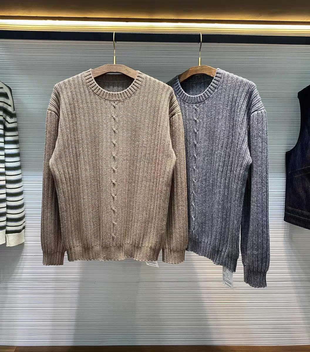 

Casual Knitted Sweater Men's Autumn Winter Faion Mix Woolen Twist Knit round Ne Pullover Sweater Loose Fit Classic ...