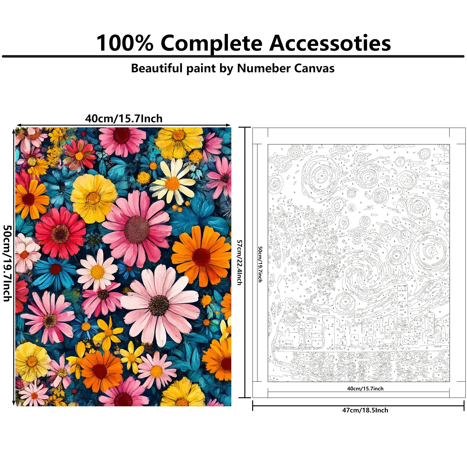مجموعة طلاء يدوية لمناظر الزهور للبالغين، طلاء بالأرقام لوحة أكريليك قماشية لتزيين المنزل هدايا المهرجانات #4