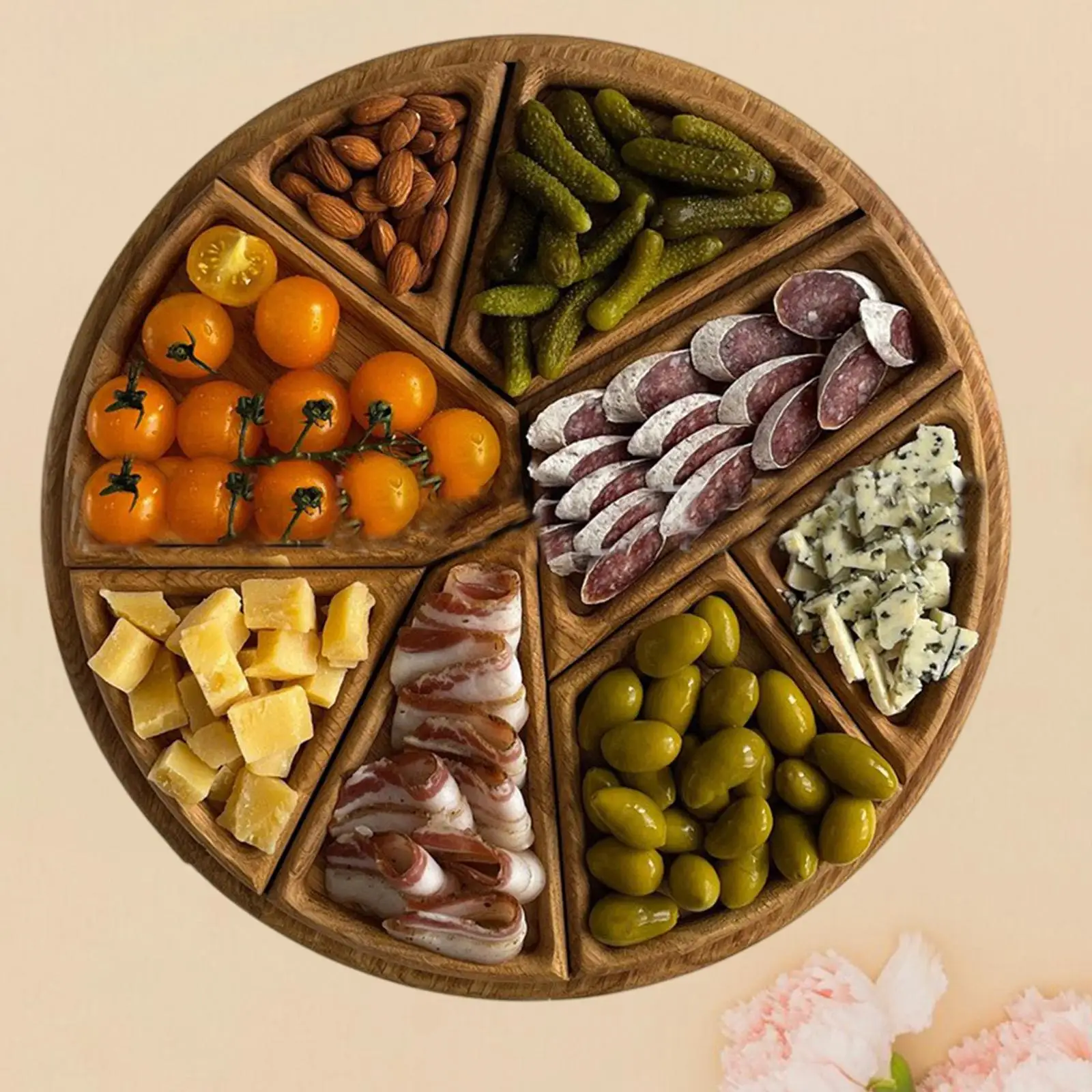 

Wood Serving Tray 9.84 inch Snack Dessert Platter for Snacks Dessert Nuts