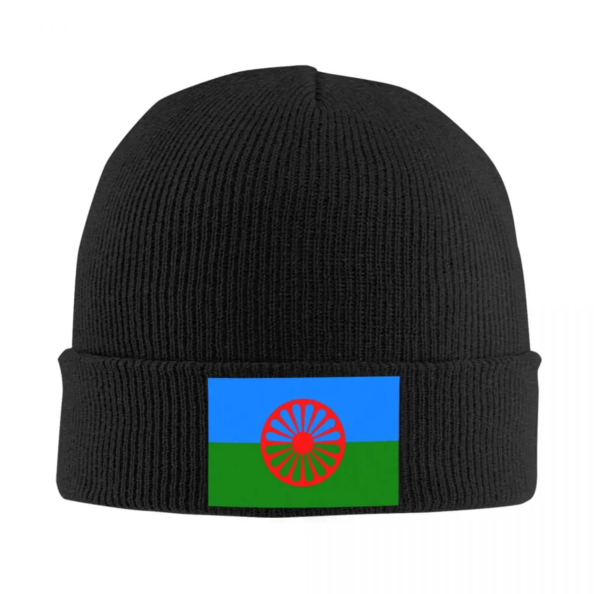 Flag Of The Romani People Knitted Hat Beanie Autumn Winter Hats Warm Unisex Hip-hop Caps for Men Women