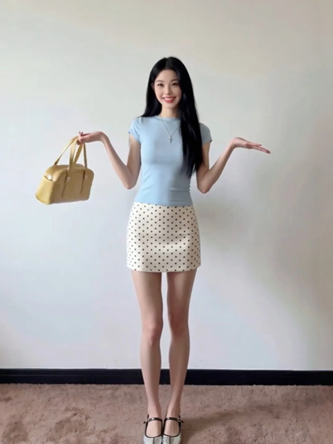 

Unique Polka Dot Short Skirt Set Comfortable Korean Style Women's Fashion Summer Outfit Two-Piece Ensemble Age-Defying OOTD