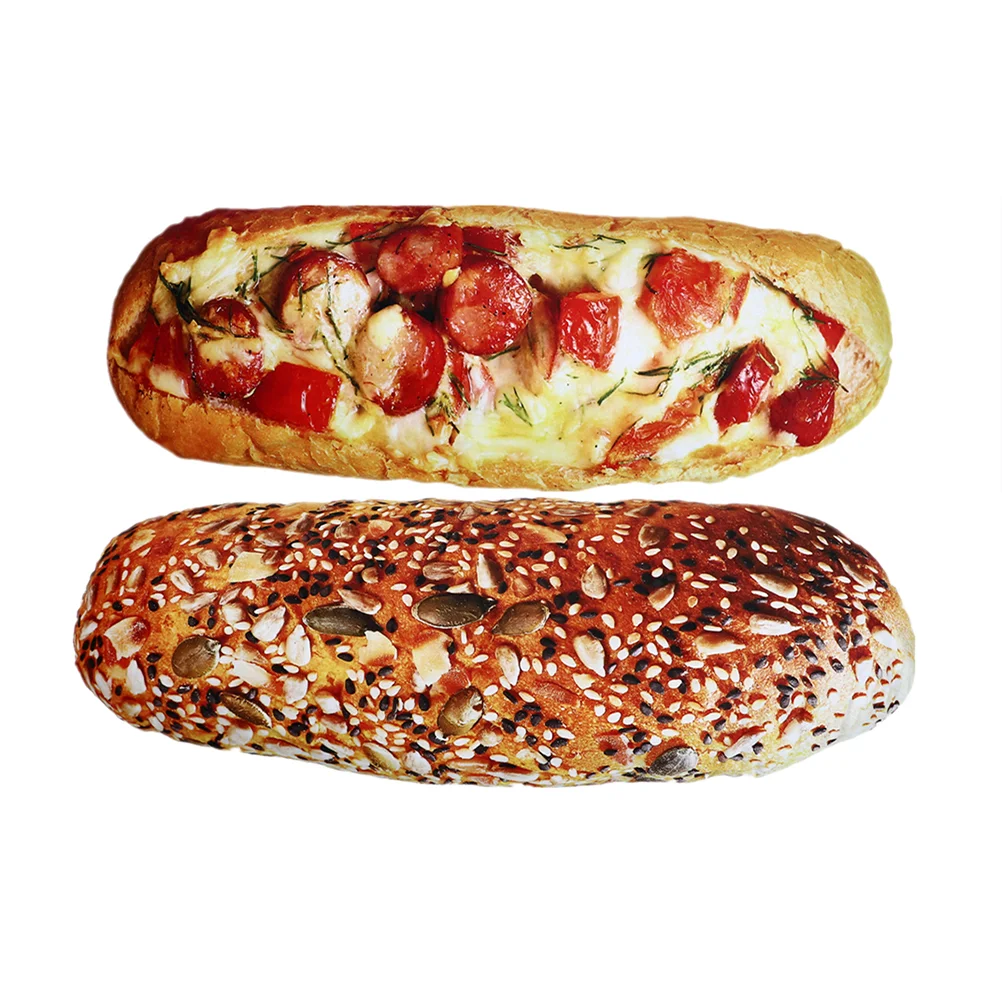 

2 Pcs Simulation Bread Throw Pillow Creative PP Cotton Stuffed Kids Toys Children's Comfortable Sofa Car Plush Foam Pillows