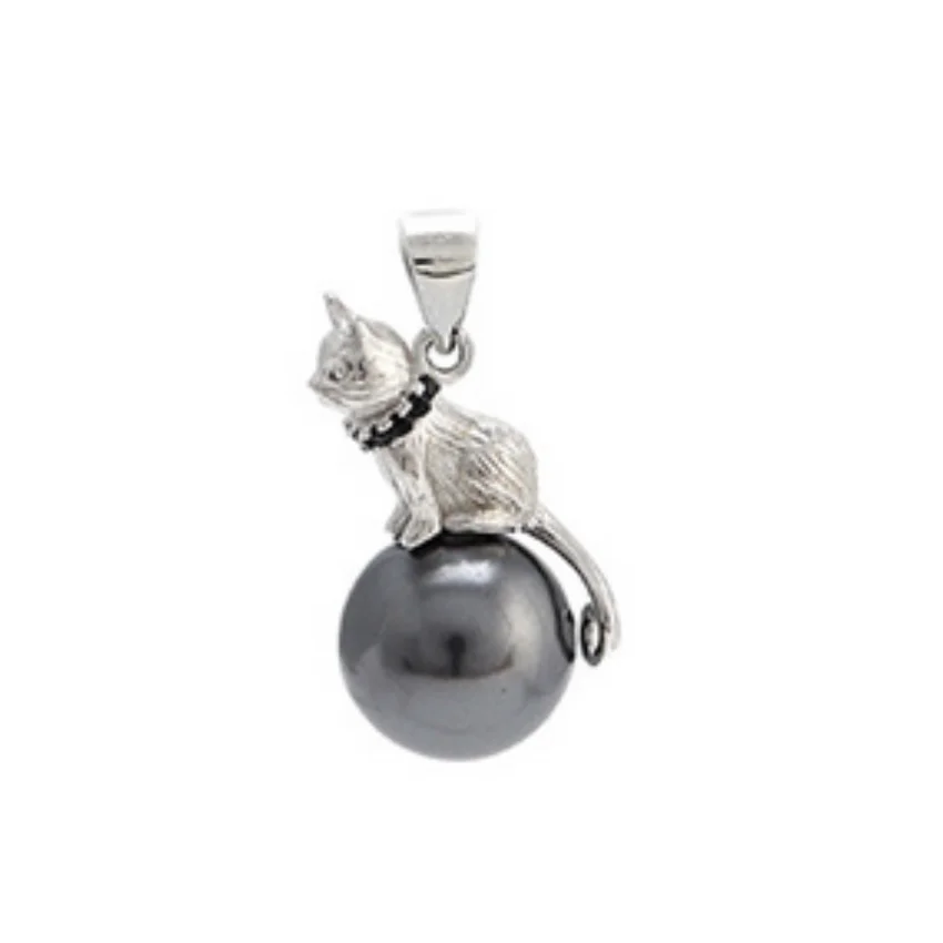 

New Rare 18"9-10mm South Sea Black Round Pearl Necklace Pendant