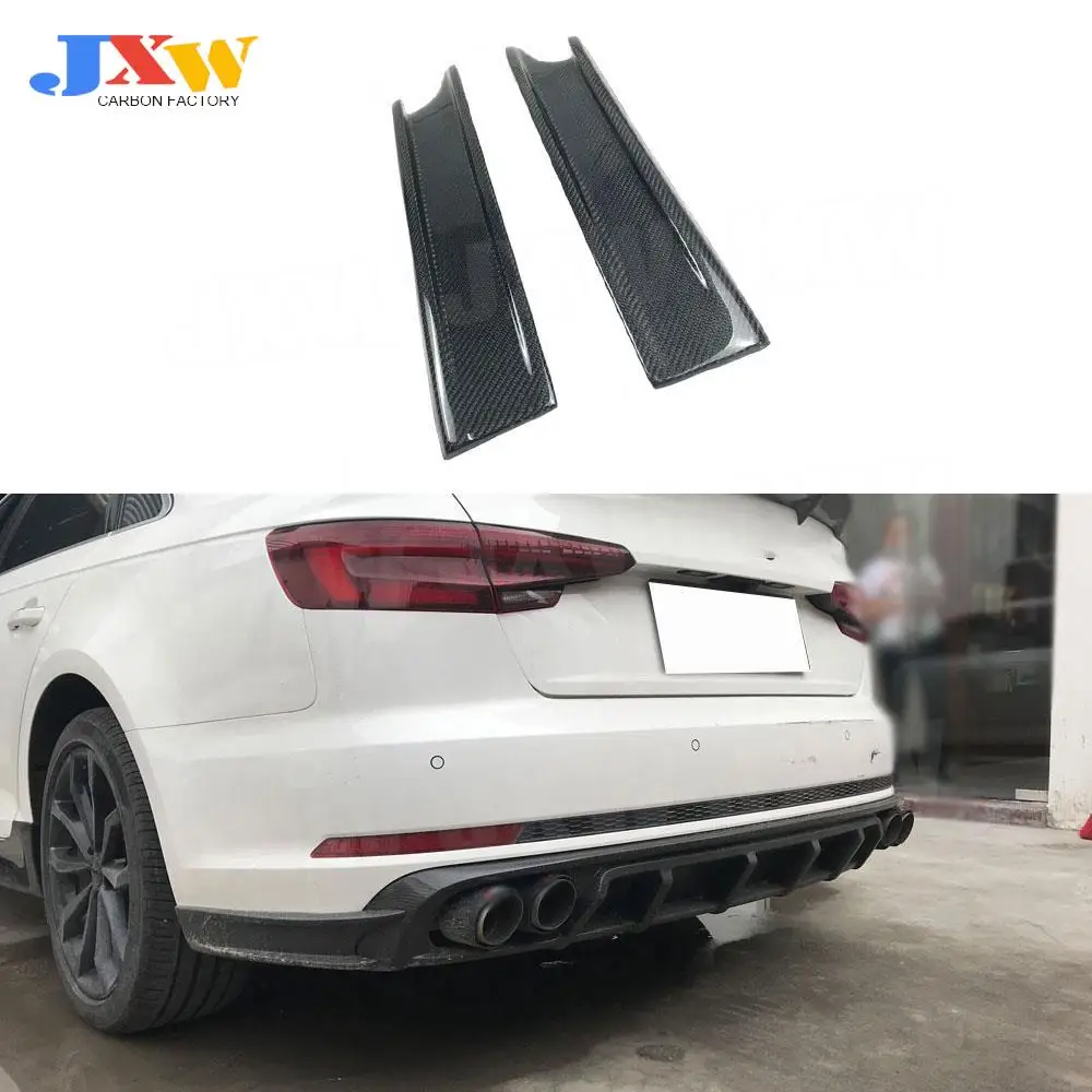 

Carbon Fiber Rear Bumper Lip Splitters Spoiler Aprons For Audi A4 Sline S4 B9 2017 2018 FRP Back Fender Trim Covers