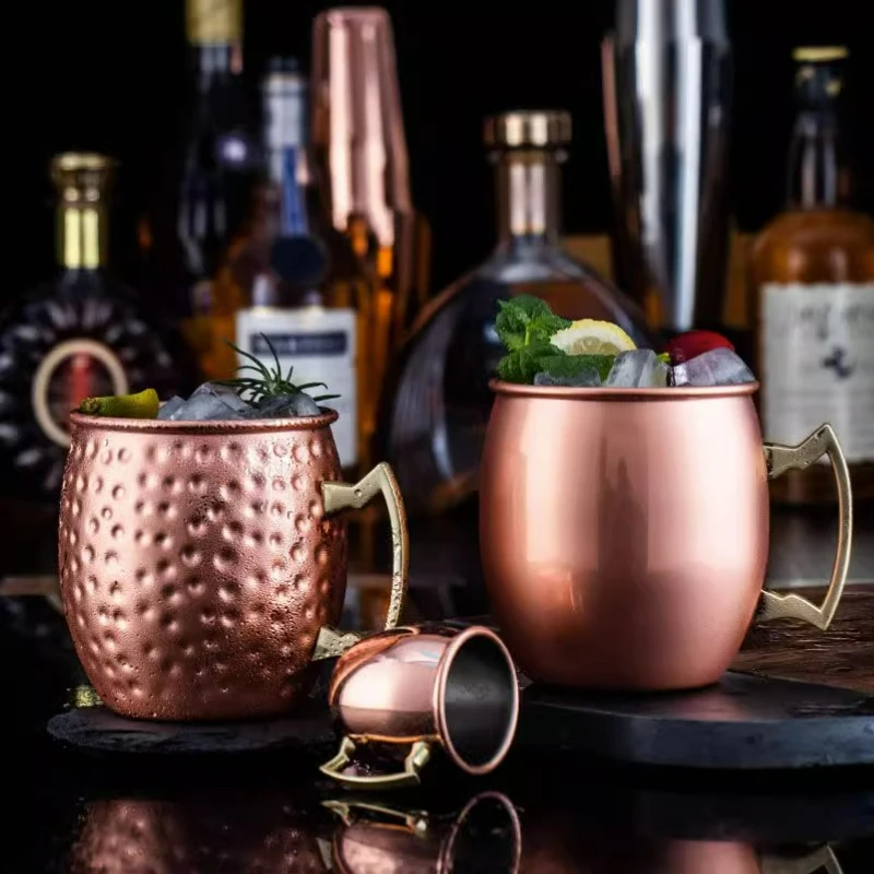 1Pc 550ml Moscow Mule Copper Mug Metal Mugs Cup Stainless Steel Beer Wine Mug Coffee Cups Drinkware Bar Accessories