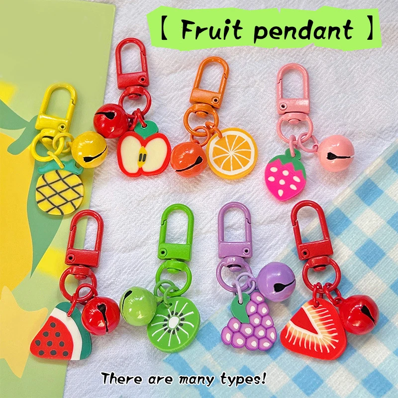 

Cute Fruit Strawberry Grape Orange Pendant Keychain For Women Girls Fashion Candy Color Fruit Keyring Bag Decoration Accessories