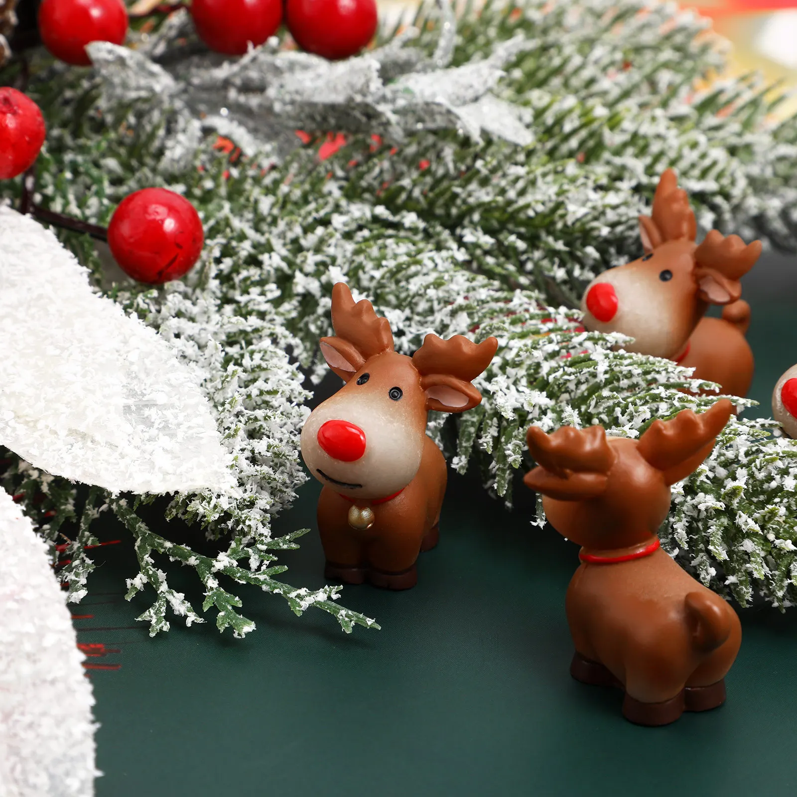 

Mini Animals Christmas Elk Sled Ornaments Kids Decorations Miniature Resin Reindeer for