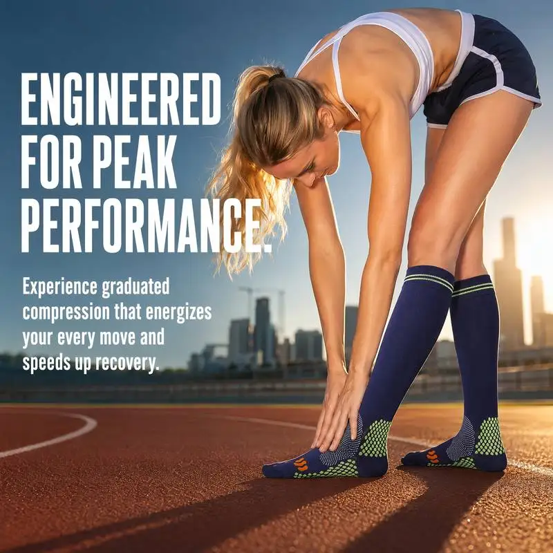 Ladies High Pressure Fitness Socks for Running Yoga Jump Rope Sports Compression Leggings Tights