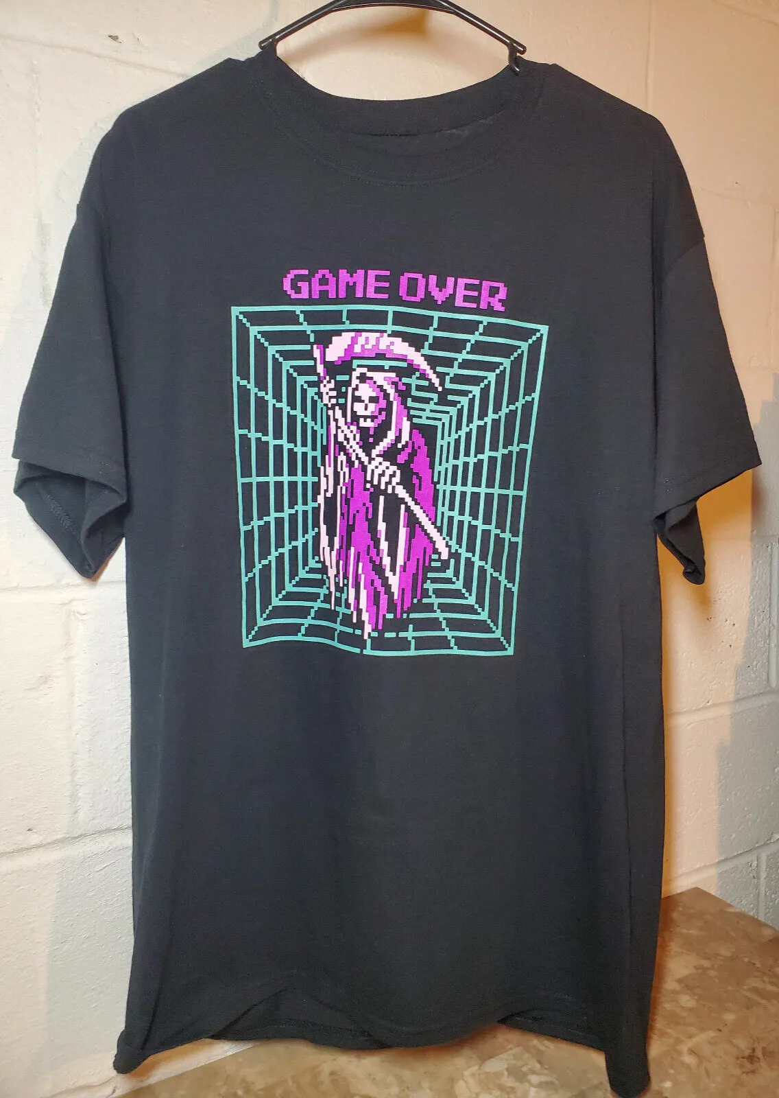 Rest Easy Grim Reaper Game Over T-Shirt Large Black