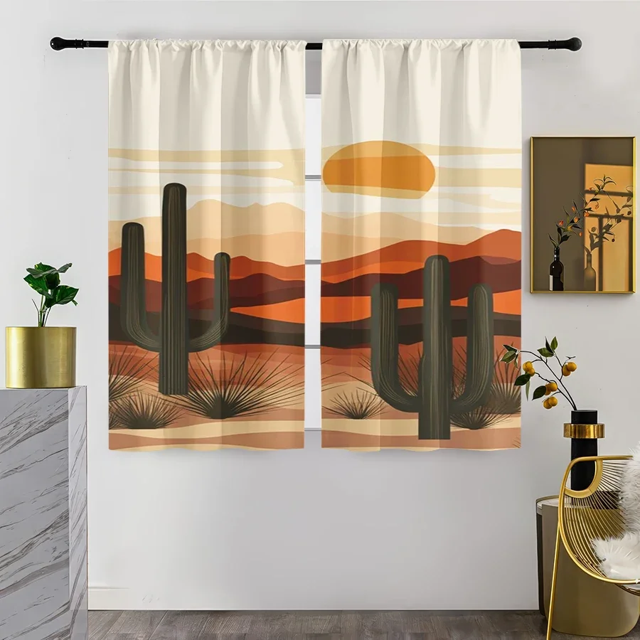Boho Desert Sunset Landscape Curtains for Living Room Bedroom Home Decor Aesthetic Window Panel