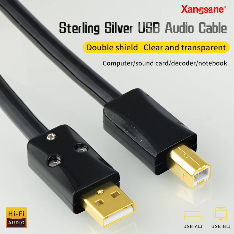 

Xangsane 4n sterling silver HiFi usb a to b cable upgrade decoder data usb dac/CD mixer cable transfer wiring strong resolution