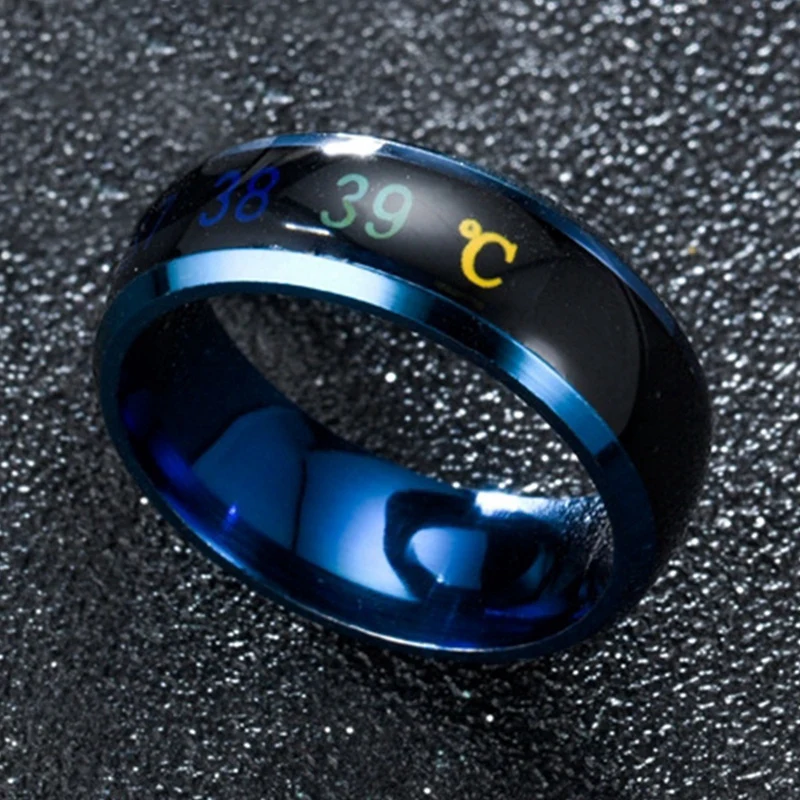 Anillo de temperatura de moda inteligente de acero inoxidable clásico boda pareja moderna para Mujeres Hombres anillos impermeables joyería