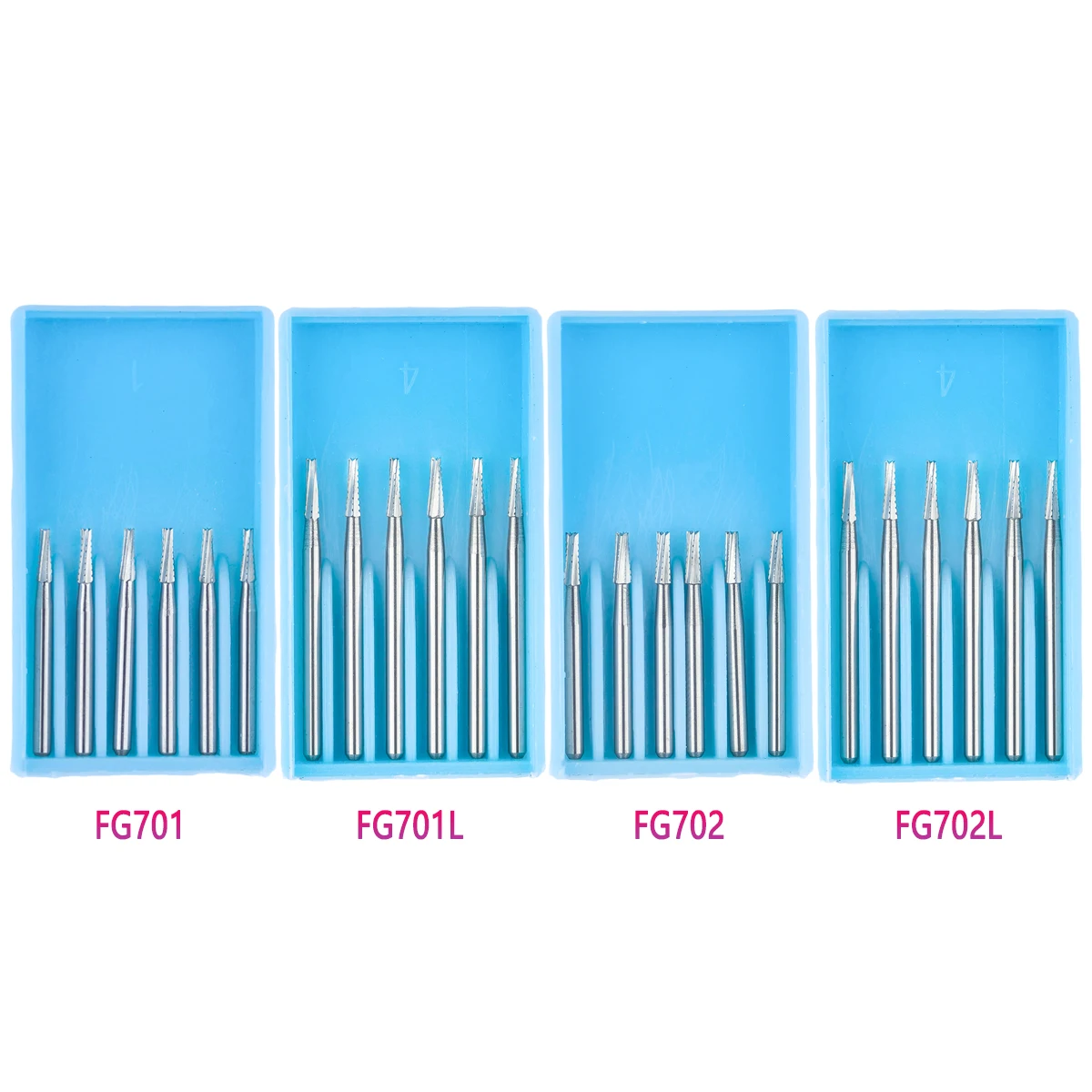 6Pcs/Box Dental Tungsten Carbide Bur Tapered Fissure Head Cross Cut Type FG Series Shank Diameter 1.6mm For High Speed Handpiece