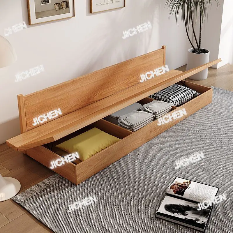 

NXJ Wabi-**** Style Solid Wood Sofa Japanese Log Style Three-person Sofa Modern Simple Nordic Storage Sofa Combination