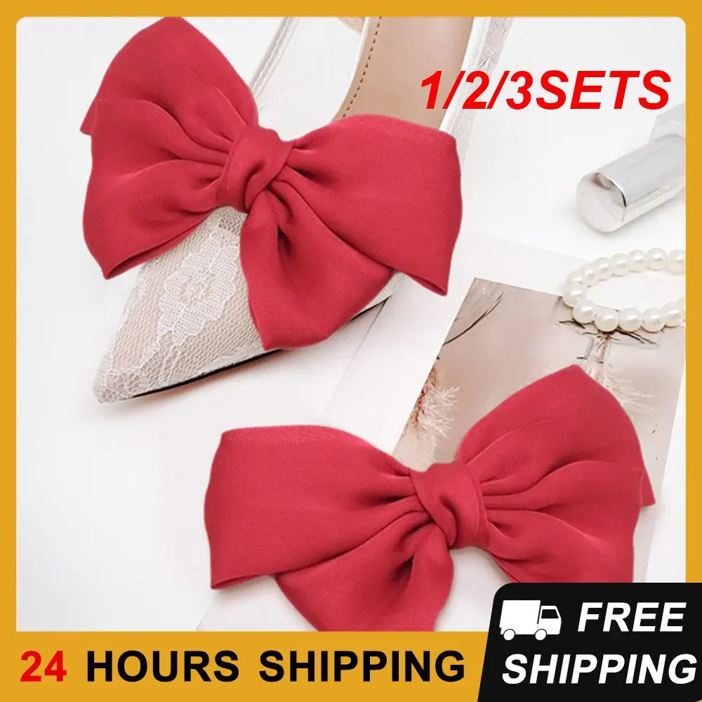 1/2/3SETS Stylish Removable Bow Clip Polka Dot Decoration Eye-catching Durable Polyester Braided Ribbon Buckle