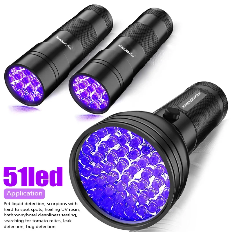 12/21/51LED UV High Quality Black Light UV Light Light 395nm LED UV Flashlight Torch Light Lamp Safety UV Detection