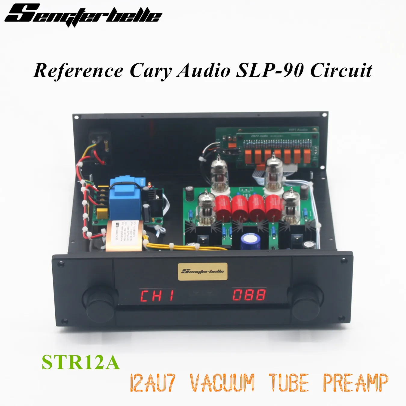 STR12A 12AU7 ECC82 Röhren-Vorverstärker mit Fernbedienung, HiFi-Audio, 4 Eingänge, 1 Ausgang, Referenz-Cary SLP-90 Vorverstärker-Schaltung