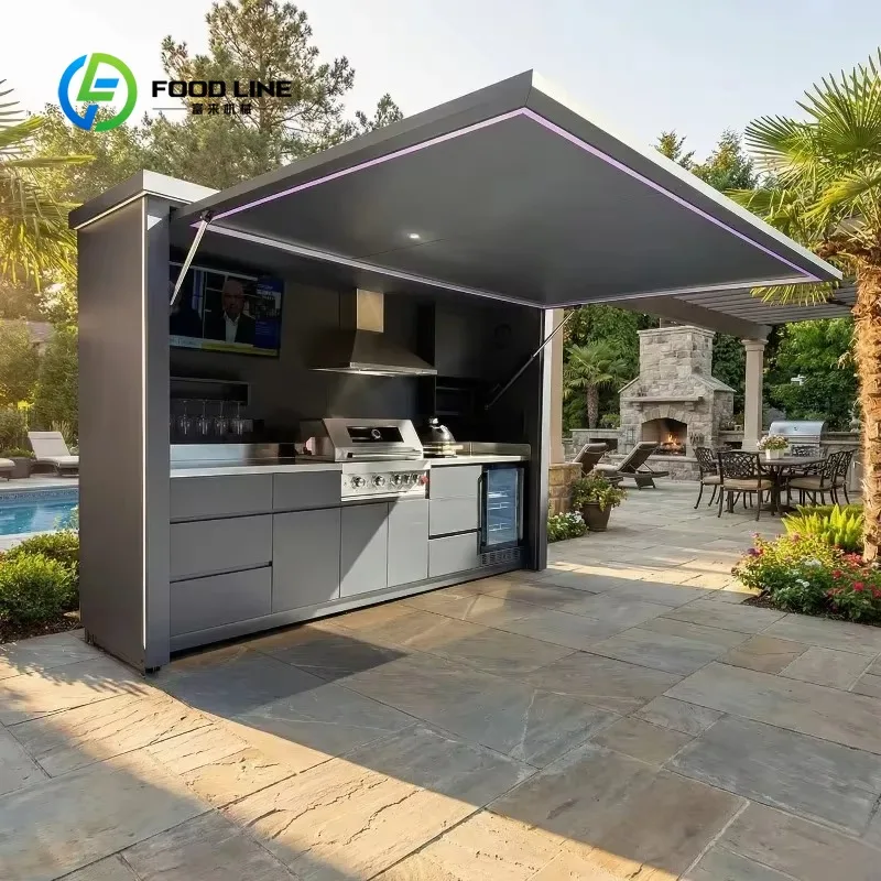 Customized Secure Closed Kamado Outdoor Kitchen Complete Set Integrated Grill Combo For Garden Patio Barbecue Entertainment