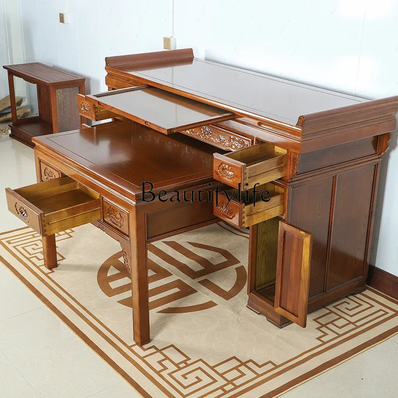 Camphor Solid Wood Altar Household Altar Middle Hall Buddhist Hall Desk Old-Fashioned Square Table for Eight People