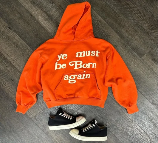 Y2K new Harajuku casual orange sweater letter printing high-quality cotton retro hooded sweater street hip-hop couple models