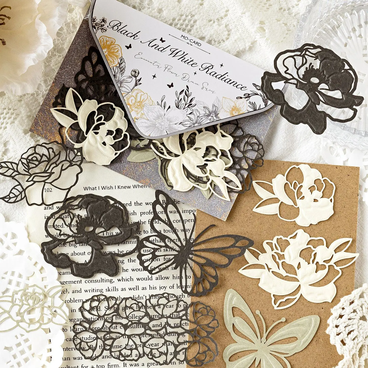 Card Lover 10 Pcs [Encounter Flower Dream Series] Vintage Journal Material Paper Special Deco Paper Sticker Scrapbook Kit