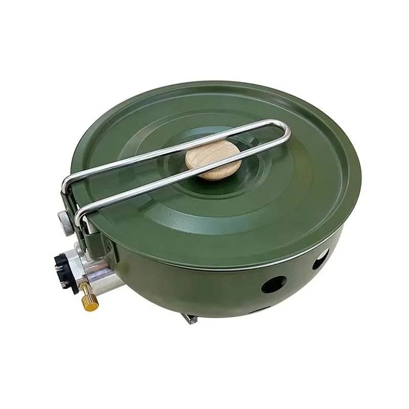 Windproof Portable Camping Gas Stove with Non-stick Pan, Outdoor Picnic Hiking Gas Burner for Backpacking Cooking