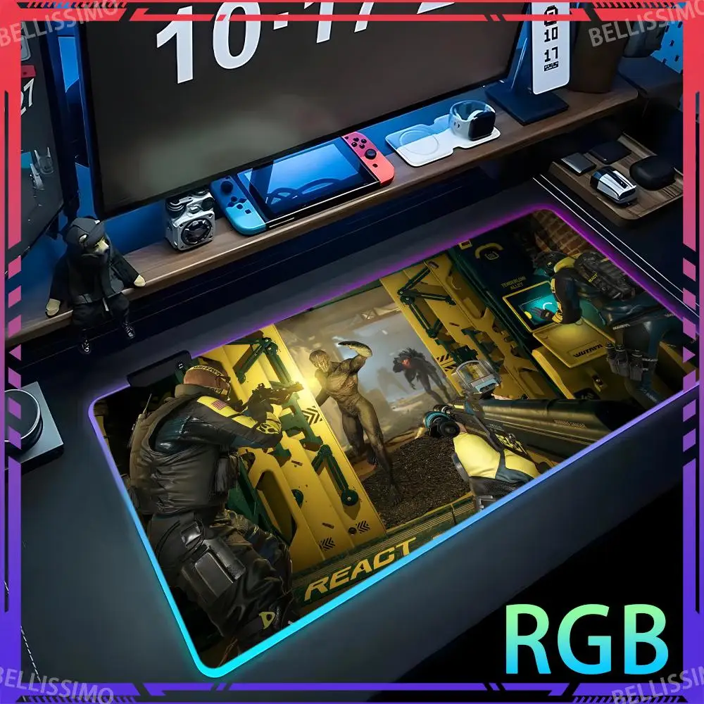 RGB T_Tom Clancys Rainbow Six E_Extraction gaming mouse pad keyboard accessories luminous table mat anime desktop protection mat