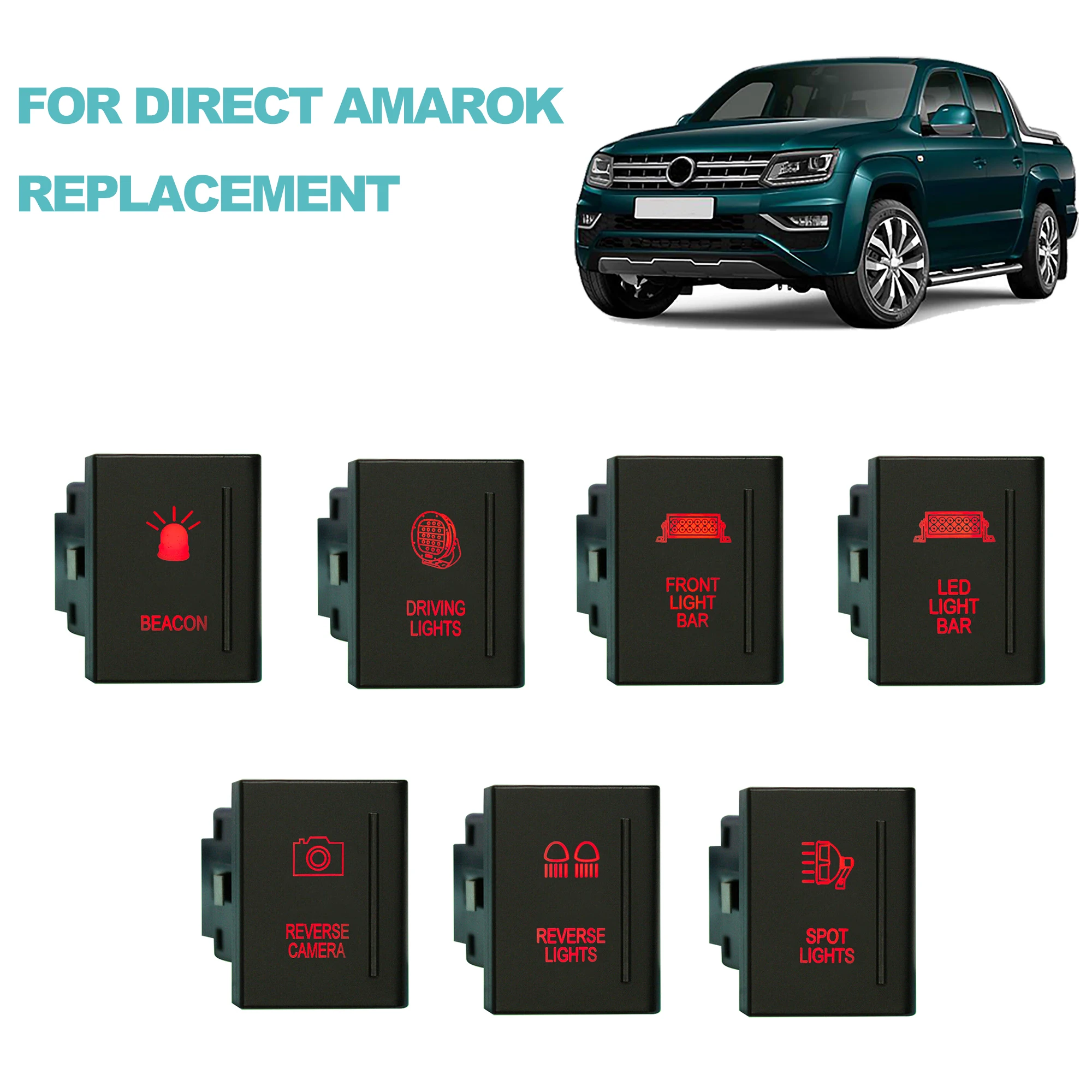 12V 3A Push Button Switch Red Led / ON OFF Spot Rear Reverse Lights Beacon For VW AMAROK Volkswagen Accessories OEM Replacement