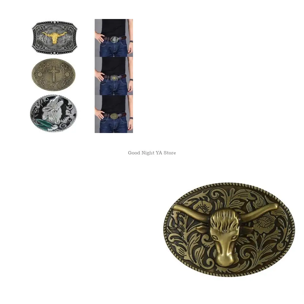 Vintage Multiple Type Relief Belt Buckle for Adult Waist Belt Unisex