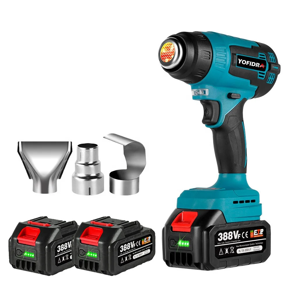 1500W 550c Cordless Handheld Hot Air with 3 Nozzles Temperature Adjustable Electric Heat for Makita 18V Battery