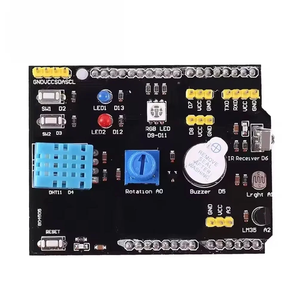 9-in-1 Multifunctional Expansion Board With Humidity Sensor LM35 Sensors Buzzer Instrument Parts Accessories