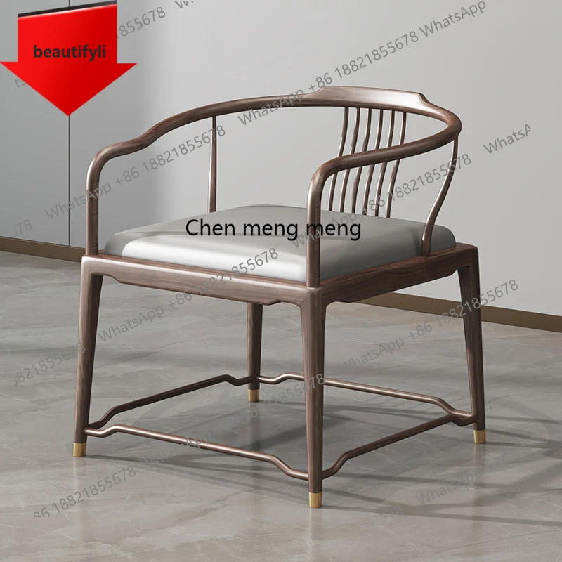 

A57 Новый китайский круглый стул, обеденный стул из цельного дерева, современный простой домашний стул в китайском стиле в стиле Zen