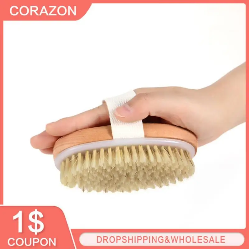 2 In 1 Dry Skin Body Brush Natural Bristle Dead Skin Remover Anti Cellulite Exfoliates Blood Circulation Health Massage Tools