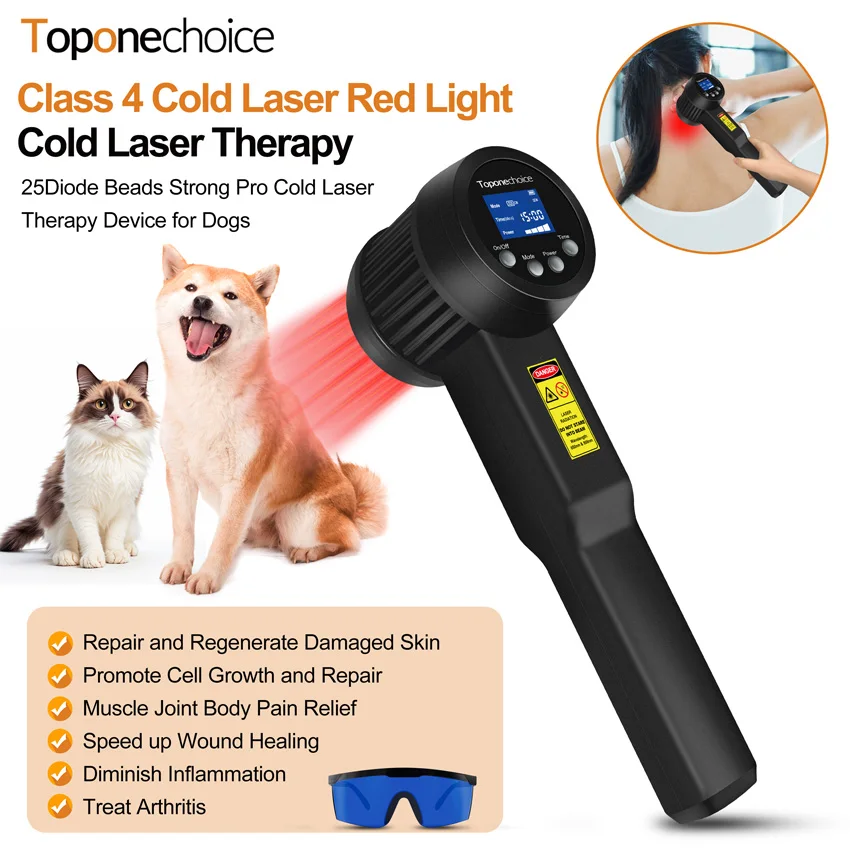 

Toponechoice 5W Physical Laser Therapy 650nm 808nm Red Light Therapy Lamp Phototherapy Device for Pain Relief Wound Healing